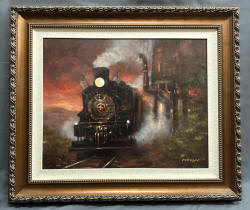 john kelly original oil on canvas train